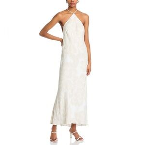 FARM Rio Off White Maxi Dress with Floral Print and Beaded Neck Strap